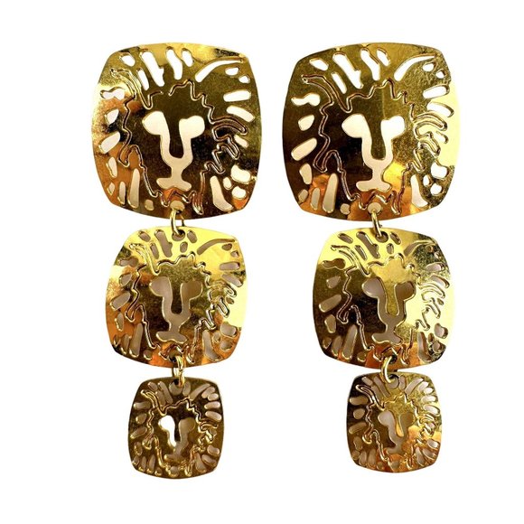 Anne Klein Jewelry Vintage Anne Klein Earrings Lion Dangle Gold